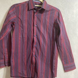 LUCHIANO VISCONTI BLACK Men's Cotton Multicolor Geometric Button UP Shirt Sz 12‎